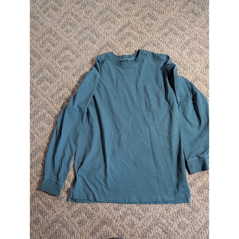Redhead Mens Long Sleeve Pocket T-Shirt Teal Blue Size Large Tall LT